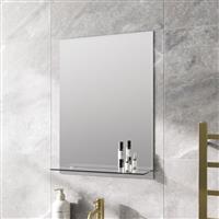 Plain Bathroom Mirror Large Wall Mounted Bevelled Frameless Glass Shelf 500x700