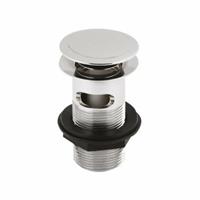 Chrome Round Sprung Push Button Basin Waste - Slotted