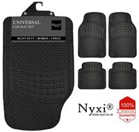 Nyxi 4 Pcs Car Mats Rubber Black Universal Fit HeavyDuty Non Slip Waterproof Van