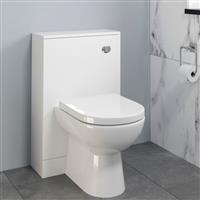 Bathroom Toilet WC Concealed Cistern Unit Pan Soft Close Seat White Gloss 500mm
