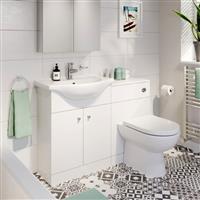 Modern Bathroom Toilet & Basin Sink Vanity Unit Furniture 1155mm Matte White