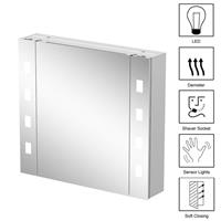 Bathroom LED Mirror Cabinet Demister Shaver Socket Aluminium IP44 600 x 650mm