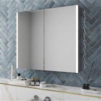 Modern Bathroom Mirror Cabinet LED Illuminated Wall Mounted IP44 800 x 700mm