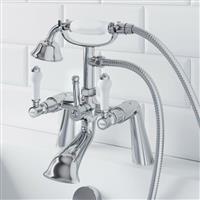 Traditional Bathroom Bath Shower Head Mixer Tap Lever Handle Polished Chrome