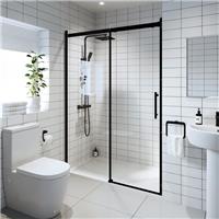 Diamond Bathroom Frameless Sliding Shower Door 1200mm Black 8mm Safety Glass
