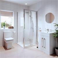 Bathroom Suite Bifold Shower Enclosure Vanity Unit Basin Sink Toilet WC 900mm