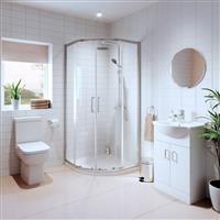 Bathroom Suite Quadrant Shower Enclosure Vanity Unit Basin Sink Toilet WC 900mm