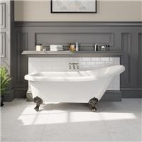 Freestanding 1550mm Traditional Roll Top Slipper Bath Tub Bathroom Ball Feet