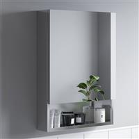 Bathroom Single Door Mirror Stainless Steel Open Shelf Modern Cabinet 500 x 700