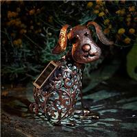 Solar Powered Metal Dog Silhouette Bright LED Light Decorative Unique Garden