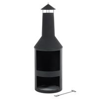 Garden Chiminea Log Burner Azuma Patio Fire Pit Heater Chimney Black Steel 134cm