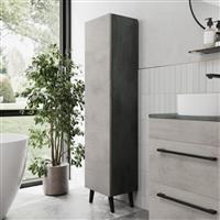 Bathroom Wall Hung Tall Cabinet Cupboard Storage Furniture Unit Grey 1380x350mm