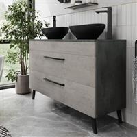 Bathroom Vanity Unit Double Basin Sink Cabinet Drawer 1200mm Soft Close Grey