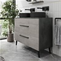 Bathroom Vanity Unit Double Basin Sink Cabinet Drawer Soft Close Grey 1000mm