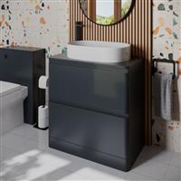 Bathroom Cloakroom Vanity Unit Wash Countertop Basin Storage Cabinet Grey 800mm