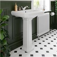 Traditional Full Pedestal 1 Tap Hole Bathroom Basin White Gloss Bathroom