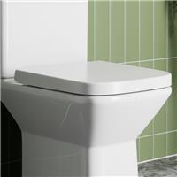 Soft Close Square Toilet Seat - Top Fix White Plastic Contemporary Bathroom
