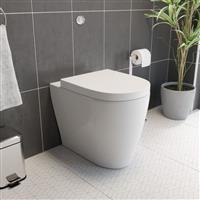 Modern Bathroom Rimless Back to Wall BTW Toilet Pan Soft Close Seat White Gloss