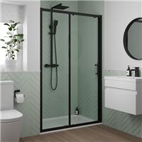 1200mm Sliding Shower Door 6mm Glass Black Framed Modern Bathroom