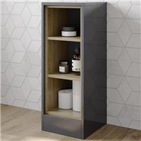 Aurora Grey Gloss Cloakroom Freestanding Open Shelf Unit - 300mm