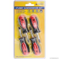 SET OF 4 STUBBY SCREWDRIVER SET MAGNETIC FLAT PHILLIPS HAND TOOL DIY WORKSHOP