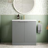 Bathroom Vanity Unit Basin Sink Free Standing 800mm Door Cabinet Storage Grey