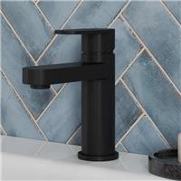 Modern Bathroom Round Mono Basin Sink Mixer Tap Single Lever Handle Black
