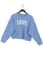 Levis Men's Jumper L Blue Graphic 100% Cotton Round Neck Pullover