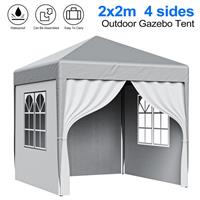 Heavy Duty Pop Up Gazebo Marquee Garden Awning Party Canopy Tent w/4 Sides 2x2m