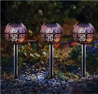 3pc Garden Solar Stake Lights Silhouette Bronze Effect Outdoor Lighting 40cm