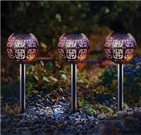 3pc Solar Stake Lights Bronze Effect Silhouette Garden Outdoor Lighting 40cm