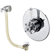 Traditional Chrome Concentric Thermostatic Control Conceal Overflow Bath Filler