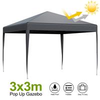 10x10 ft Grey Pop Up Gazebo Canopy Outdoor Canopies Shelter Heavy Duty UPF 50+