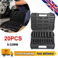 20PCS Deep Impact Socket Set 1/2 Inch Drive Metric 8 - 32mm Metric for Car Truck