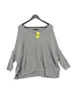 Karen Millen Women's Jumper XS Grey Wool with Polyamide Round Neck Pullover