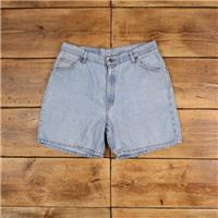 Vintage Levi's Denim Shorts 34 Levis Hemmed 90s Jorts Stonewash Bermuda Blue - 34 Regular