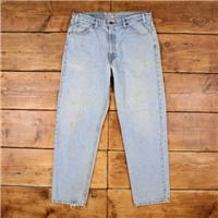 Vintage Levis 550 Jeans 36 x 32 90s Medium Wash Straight Blue Orange Tab Denim - 36 Regular