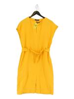 Jaeger A-Line Midi Dress UK10 in Yellow