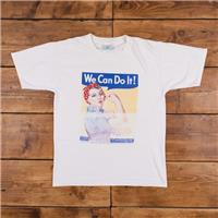 Vintage Graphic T Shirt Medium 90s USA Made Smithsonan We Can Do It WW2 Poster - Medium Regular