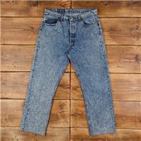 Vintage Levis 501 Jeans 34 x 28 USA Made 90s Acid Wash Straight Blue Red Tab - 34 Regular