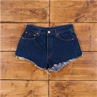 Vintage Levi's Denim Shorts 28 Levis 501 Raw Hem USA Made Womens Dark Wash - 28 Regular