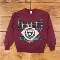 Vintage Jerzees College Sweatshirt L 80s USA Made Harvard Alumni Roundneck Red - L Regular