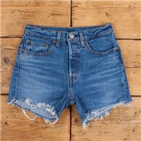 Vintage Levi's Denim Shorts 26 Levis 501 Raw Hem Jorts Womens Stonewash Blue - 26 Regular