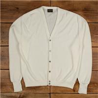 Vintage Oakton Cardigan XL 80s V-Neck Wool White - XL Regular