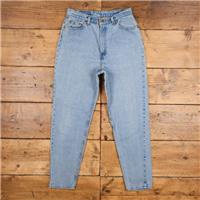 Vintage Levis 521 Jeans 32 x 30 USA Made 90s Stonewash Tapered Blue Womens - 32 Regular