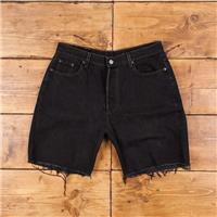 Vintage Levi's Denim Shorts 33 Levis 501 Raw Hem Womens Dark Wash Bermuda - 33 Regular