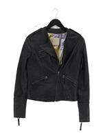 Ted Baker Women's Jacket UK 10 Black Leather with Polyester Motorcycle Jacket