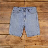 Vintage Levi's Denim Shorts 36 Levis 505 Hemmed Jorts Stonewash Bermuda Blue - 36 Regular