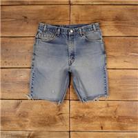 Vintage Levi's Denim Shorts 33 Levis 517 Raw Hem USA Made 90s Jorts Stonewash - 33 Regular