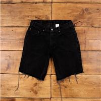 Vintage Levi's Denim Shorts 32 Levis 550 Raw Hem 90s Jorts Dark Wash Bermuda - 32 Regular